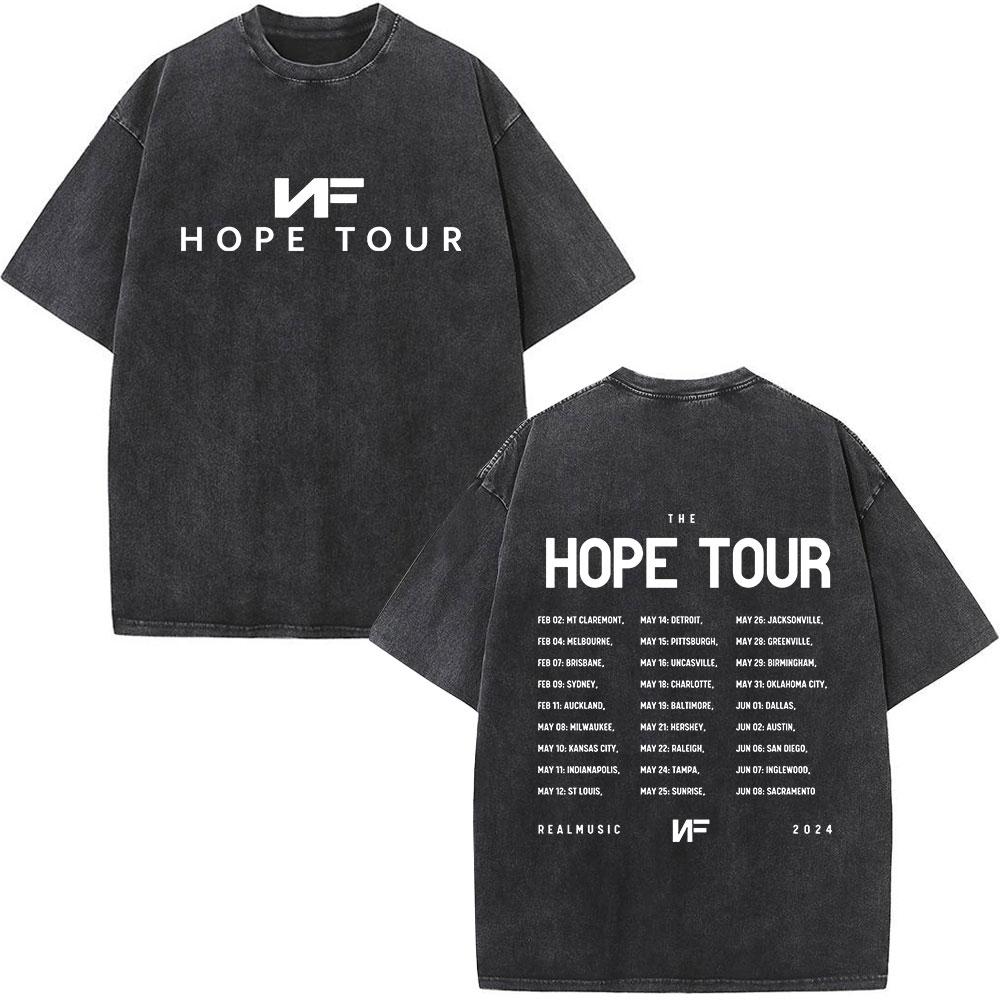 Rapper Nf Hope Tour Maglietta Uomo Moda Hip Hop Vintage Lavata Manica Corta T-shirt Cotone Casual Oversize T-shirt Regalo per Fan