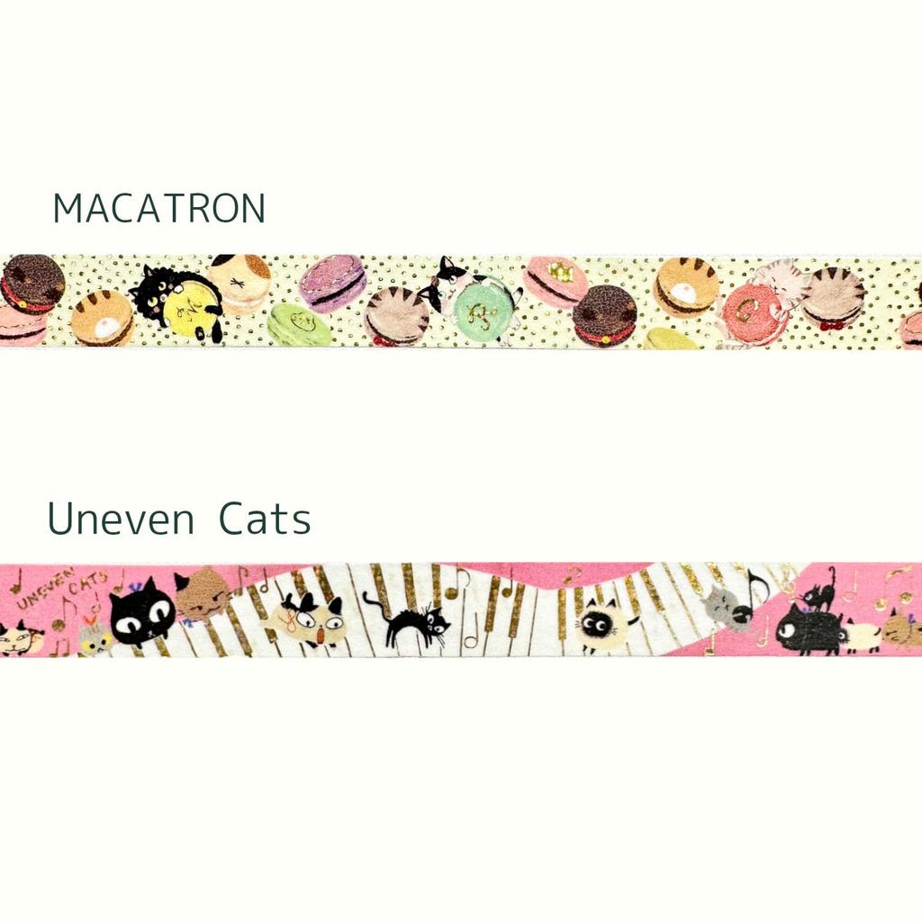 Made in Sparkling Foil Masking MACATRON Uneven 3m Shinzi Katoh Seal-do Japan, Tape, Cat, & Cats, 2-Roll Set, Roll, ks-dt-20136