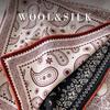 Fashion versatile silk wool silk scarf women's autumn and winter new 65cm double-sided printing high-end square scarf silk wool scarf