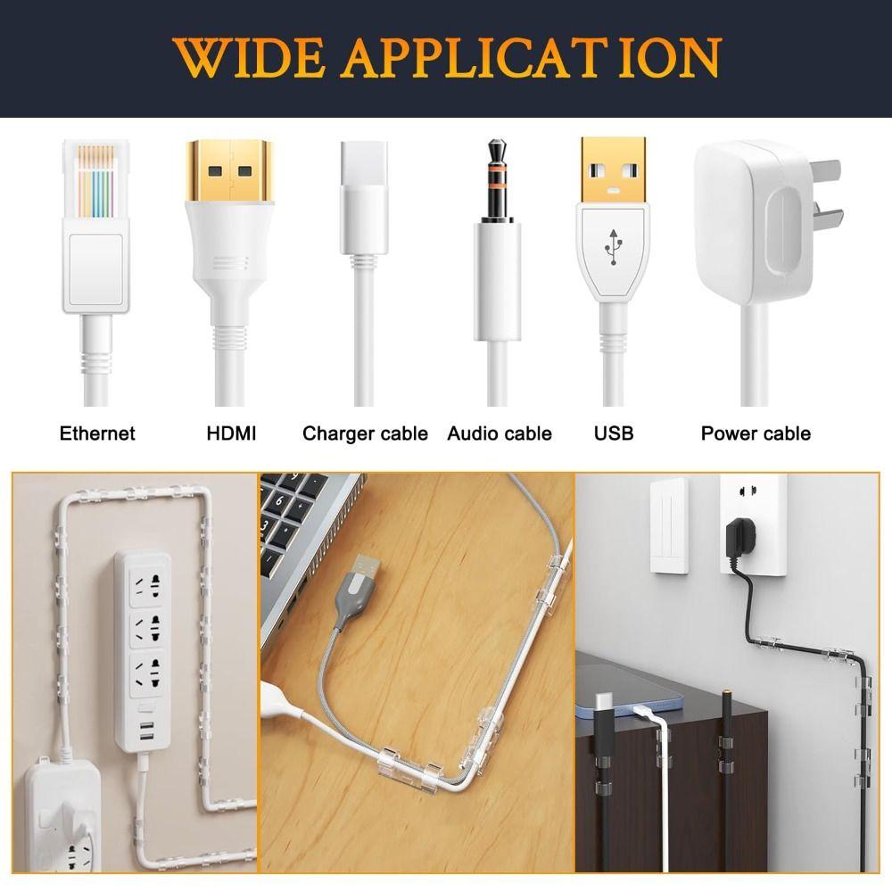 Self Adhesive Cable Management Clips Plastic Material Cord Holder  TV Cable Management
