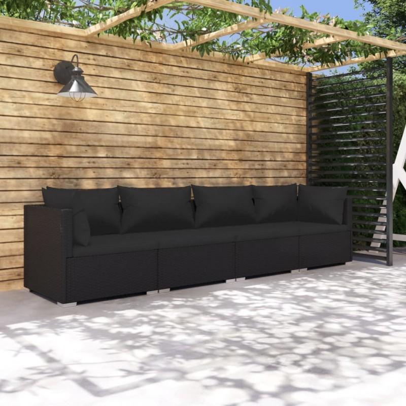 Day and Night - Day and Night 4-piece Garden Furniture Set and Black Synthetic Rattan Cushions
