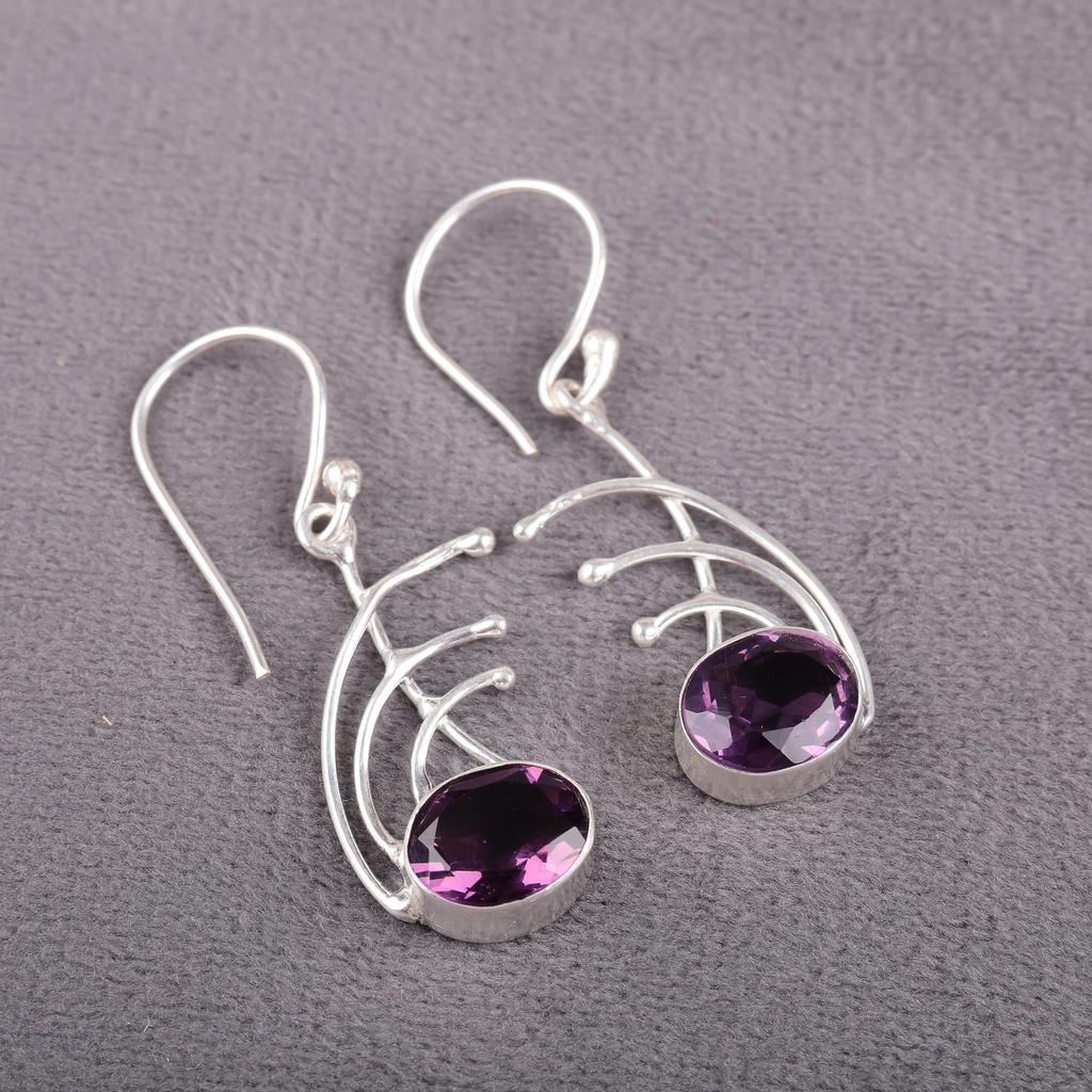 Wonderful Amethyst Gemstone Jewelry, Handmade Attractive Earrings, Handmade Silver Earrings Gift For Friend