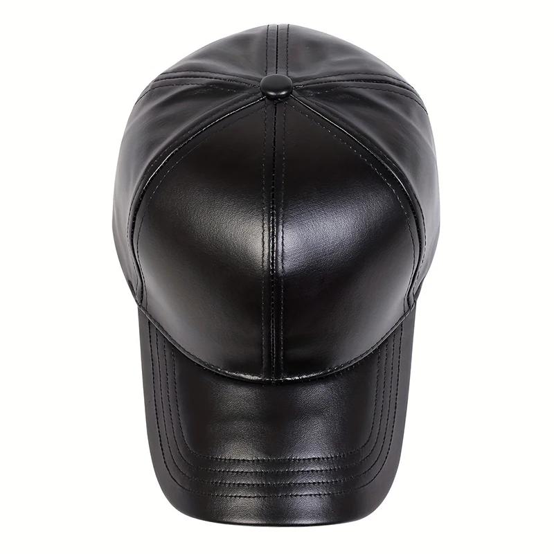 Unisex Solid Color PU Leather Baseball Caps Spring Autumn Outdoor Adjustable Casual Hats Dad Hat Sunscreen Hat