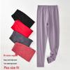 Plus Size Women's High-Waist Warm Lycra Pants - 95% Cotton, Brushed Deep Crotch, Elastic Thermal Pants for Autumn and Winter
