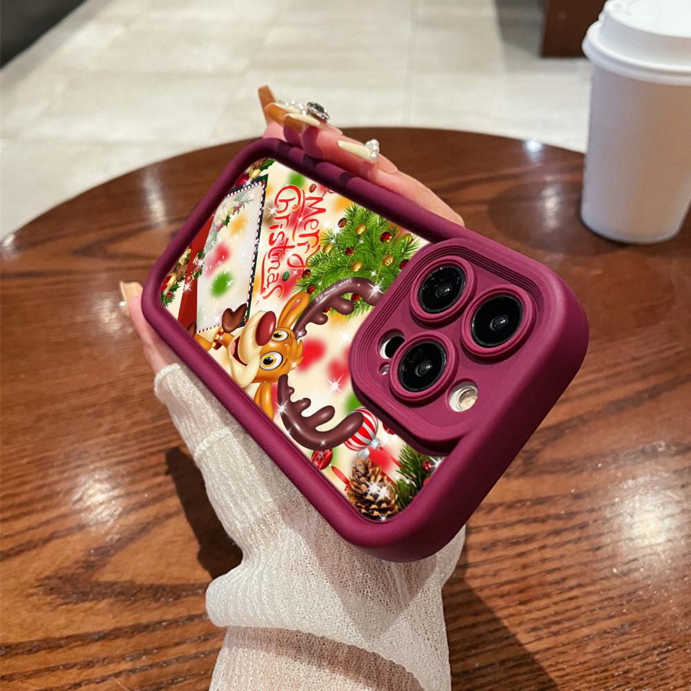 N107 Happy New Year Christmas Art Soft Angel Eyes Phone Cases for iPhone 16 15 14 13 11 Pro Max 8 7 6s Plus 12 Mini XR XS Max SE Shockproof Cover
