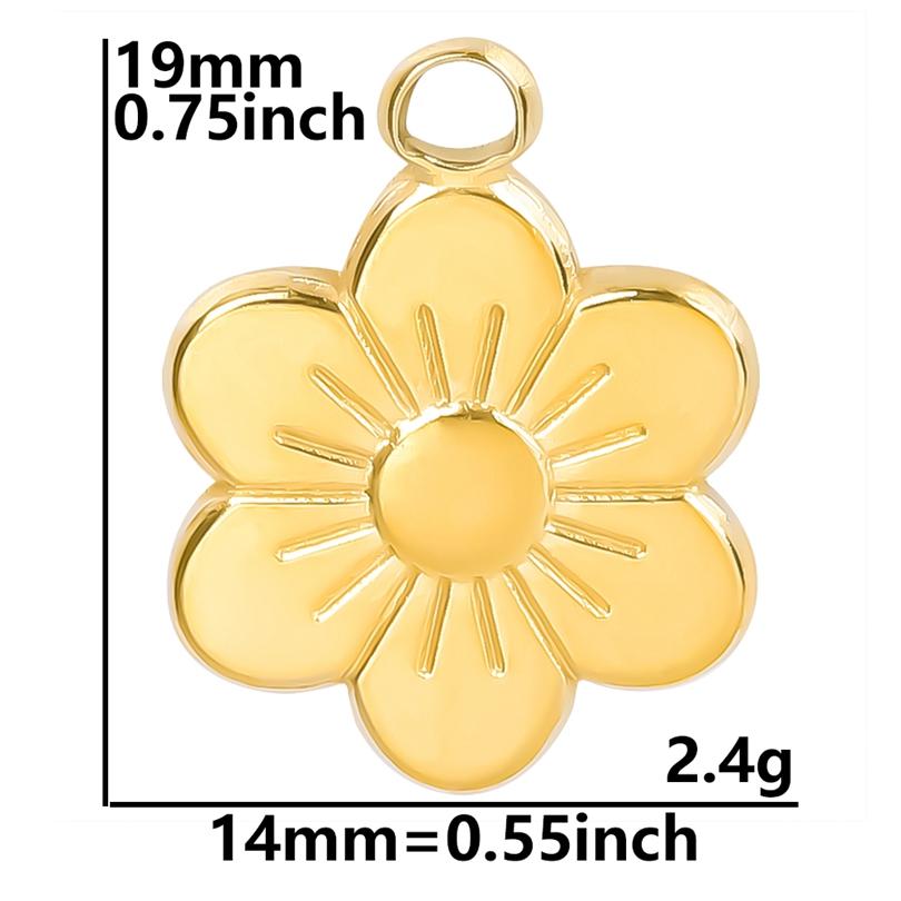 6pcs Gold Color Stainless Steel Charms For Jewelry Making Supplies Plant Leaf Flower Pendant Charm Cherry Pepper Sunflower Charm