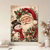 Santa Claus and Snowman Pearl Painting with Frame 3D Sparkling Canvas Art Relaxing Craft for Bedroom Wall Decor Gift Holiday Wall Art