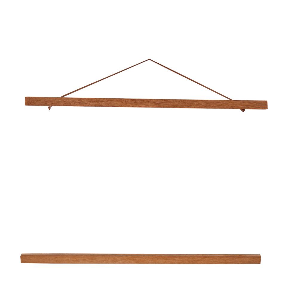 Nowoczesna Magnetyczna Drewniana Ramka na Zdjęcia DIY Plakat Rolka Wydruki Wieszak na Sztukę Drewno Tekowe 50cm