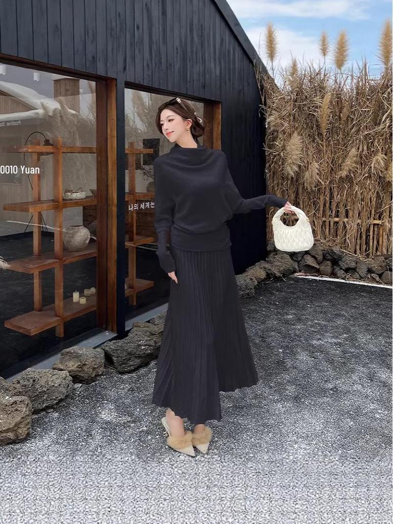 High-Quality Autumn/Winter Knit Sweater Skirt Set for Women