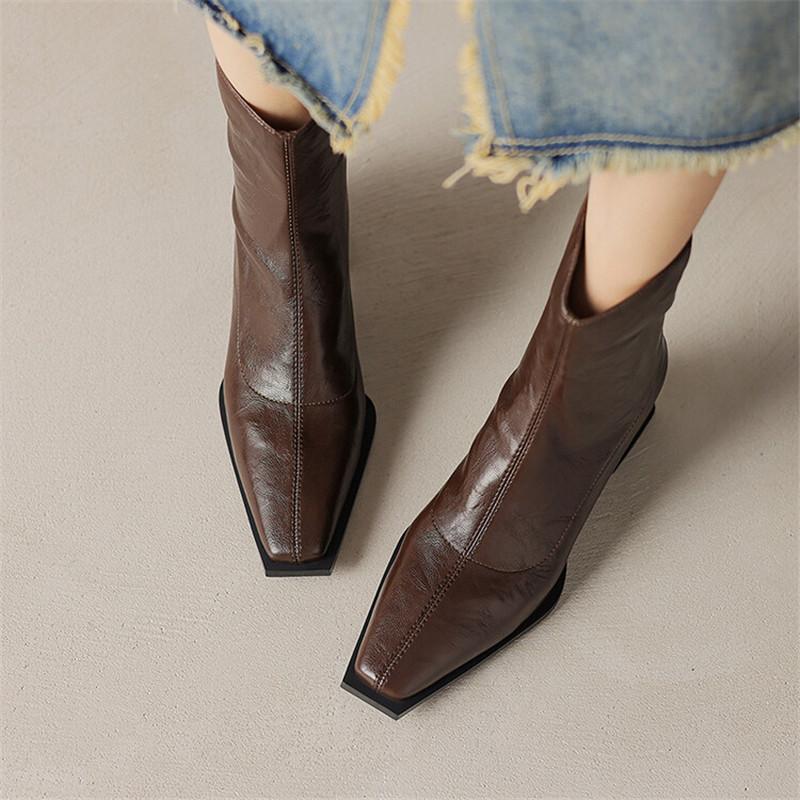 Fashion New Autumn Winter Women Boot Fashion Square Toe Boots for Women Short Boots Ladies Shoes Western Boots Zapatos Mujer High Heels