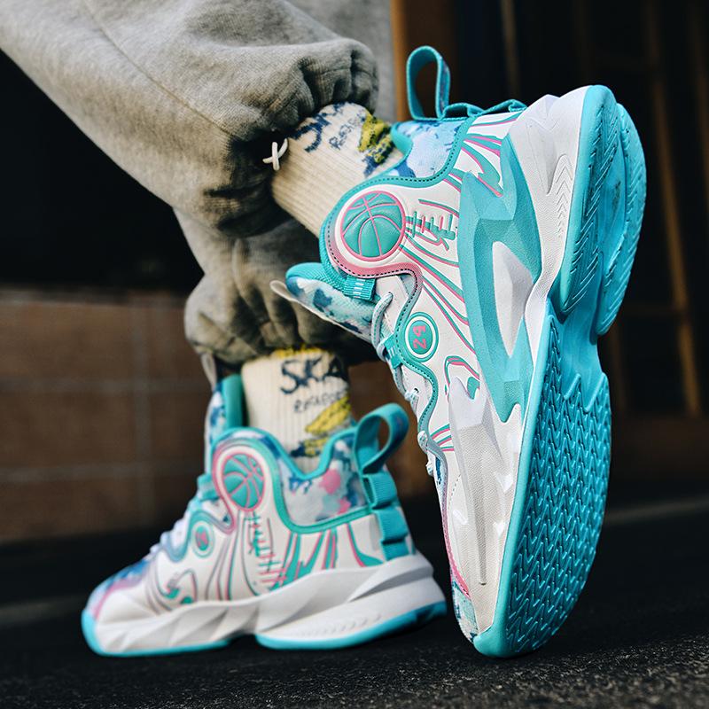 New High-top Primary and Secondary School Students Basketball Shoes Men's Sports Trendy Shoes Actual Combat Young Students Mesh Sports Shoes Men