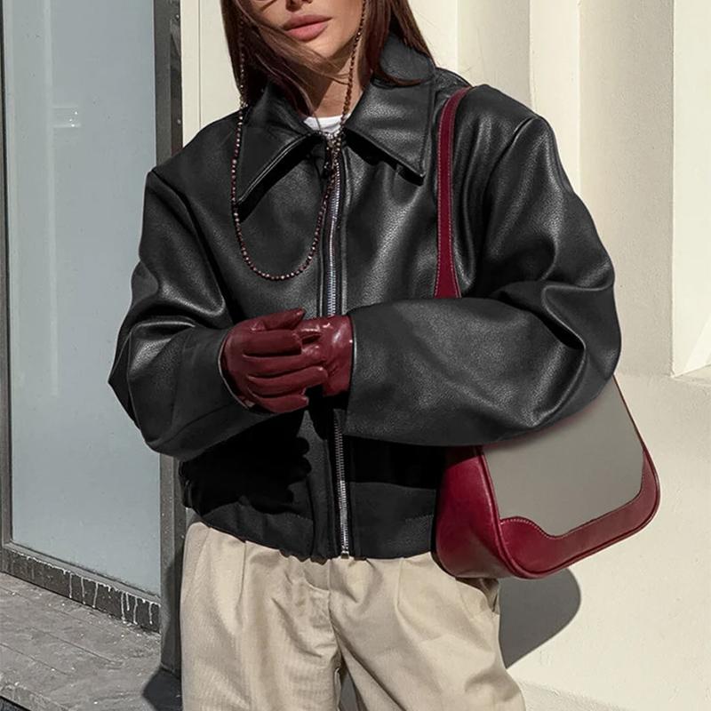 

ZANZEA Женские винтажные однотонные куртки с длинным рукавом и лацканами XL чёрный