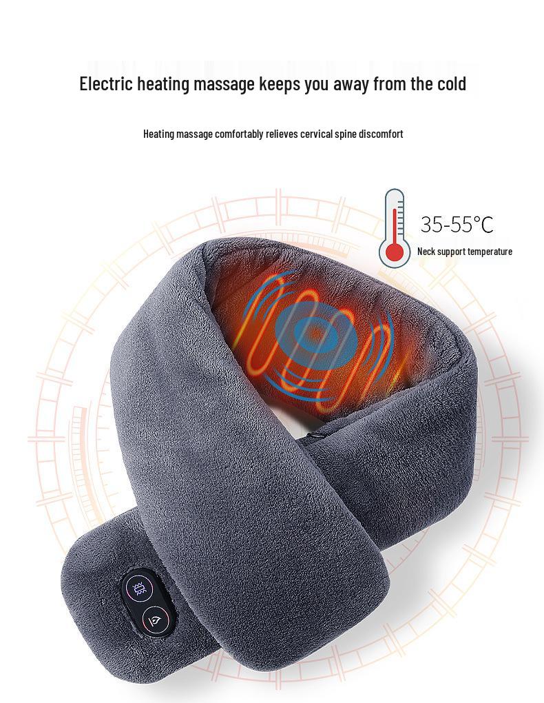 Unisex Smart USB Heated Scarf with Neck Protection, Vibration, Hot Compress & Massage
