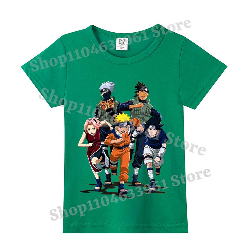 Narutos T-shirt Children Clothing Boy Girl Japanese Manga Pattern Short Sleeve Kid Cartoon Casual Sports Cotton Tee Home Clothes
