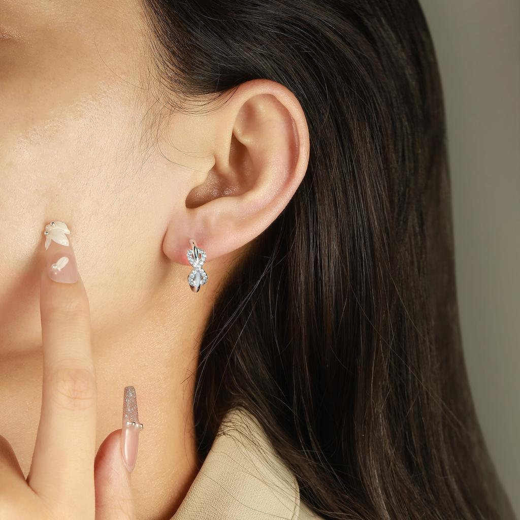 Double C Stud Earrings 925 + Silver Simple Niche Exquisite Personalized Sterling Silver Earrings Female Design Sense