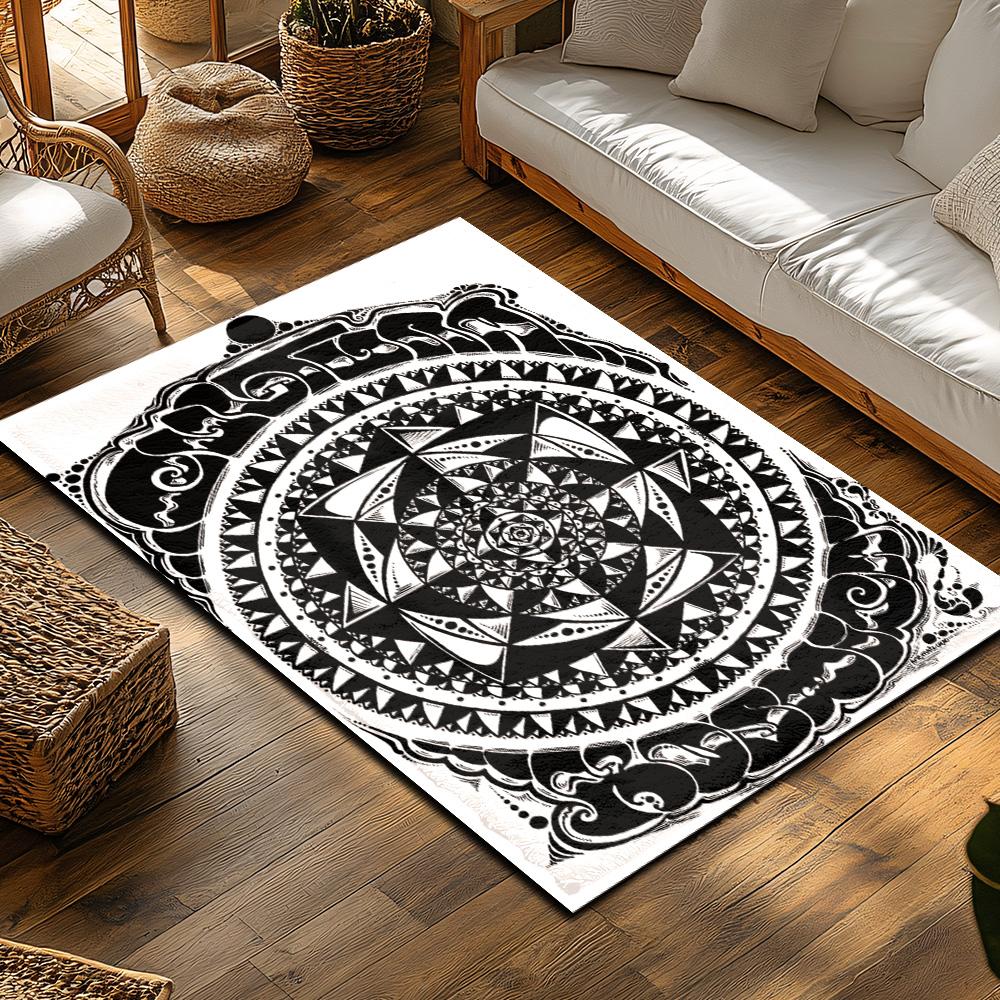 Boho Mandala Area Rug Non Slip Washable Floor Mat Living Room Decor Home Carpet Geometric Pattern Modern Abstract Design Indoor