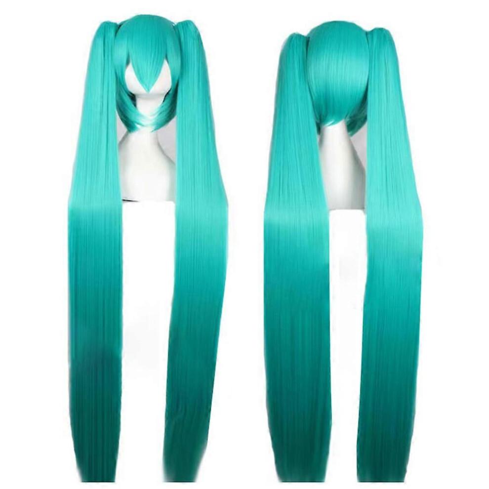 Cosplay Party Wigs Hatsune Miku Wig with 2 Ponytail Long Straight Wigs Halloween Carnival Props