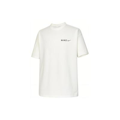 Solid Color Logo Print Round Neck Short Sleeve Drop Shoulder T-Shirt Men Tops White HF6172-133