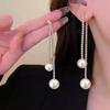 Elegant Rhinestone & Pearl Tassel Earrings - Versatile Face-Slimming Design