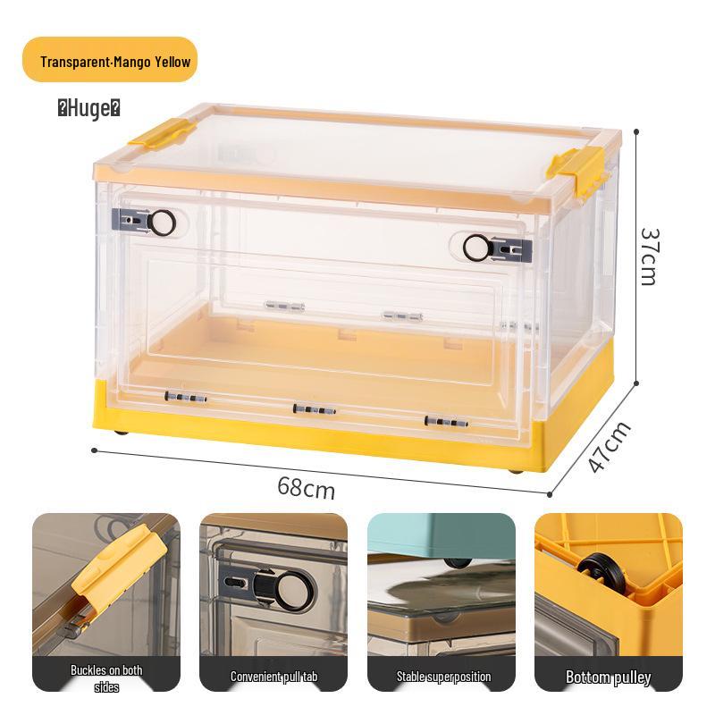 Large Outdoor Portable Transparent Foldable Storage Box for Clothes, Toys, Snacks, Books - Dustproof and Ideal for Home Use.