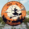 1Halloween Pumpkin Witch Round Plate Hanging Sign Restaurant Hanging Sign Wooden Party Home Window Wall Door Hanging Ghost House