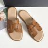 Summer New Woven Slippers 2025 Temperament Wear Casual Flat Bottom Word French Fashion Versatile Beach Sandals