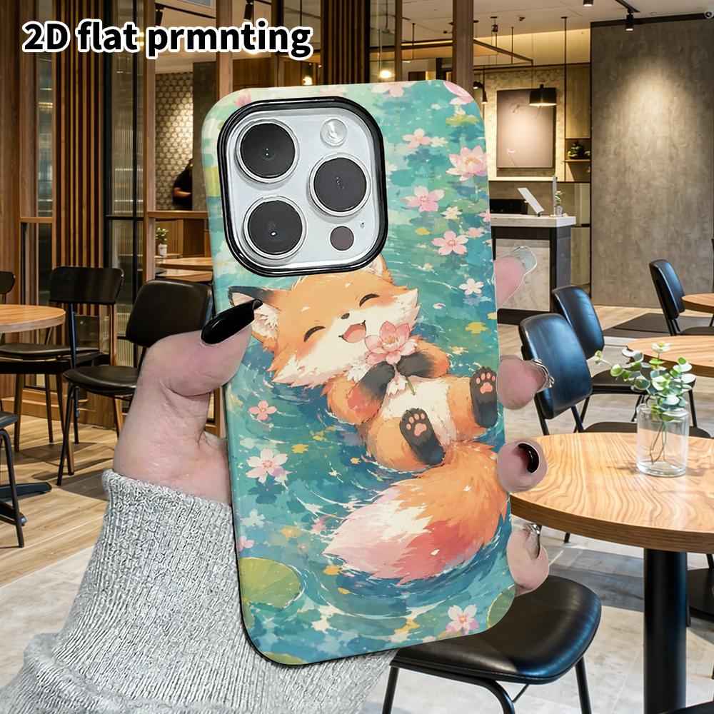 Phone Case: 2D Flat Design Suitable for iPhone 18, 17, 16, 15, 14, 13 Pro Film Protective Case, Couple Style, Floating Little Fox, Christmas and Hallo