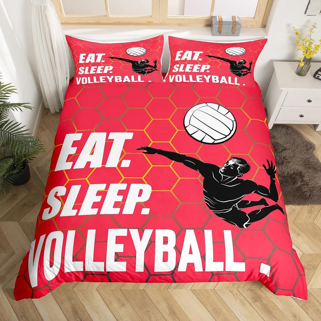 Kids Volleyball King Queen Duvet Cover Teens Ball Sports Bedding Collection Grunge Hippie Tie Dye Comforter Cover Polyester Quilt Cover