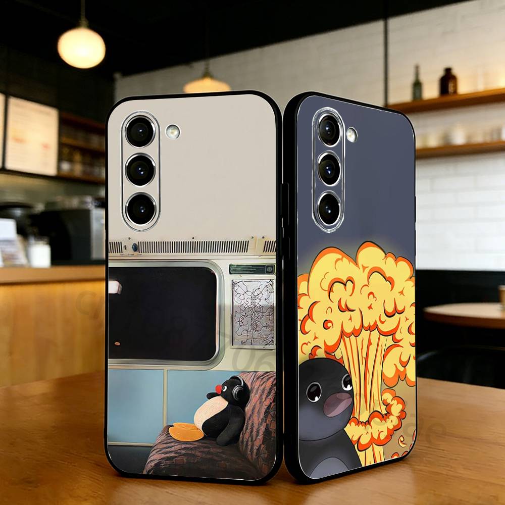 Cute P-Pingu Phone Case For Samsung S20,21,22,23,24,25,26 Ultra,Plus,Black Soft Cover