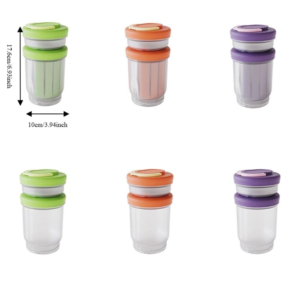Leak-Proof Double-layer Fruit Salad Cup Fresh-keeping Draining Breakfast Cup Folding Handle Plastic Yogurt Oat Cup