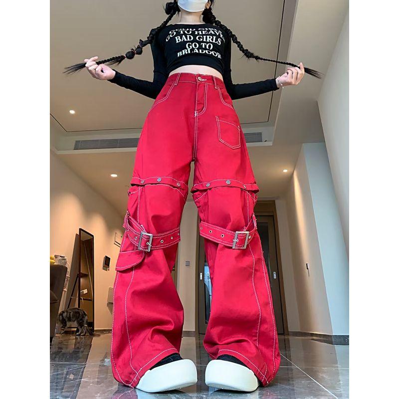 Fashion Style Cargo Jeans Women's Summer Thin Sexy Stylish Removable Loose Casual Wide-Leg Pants