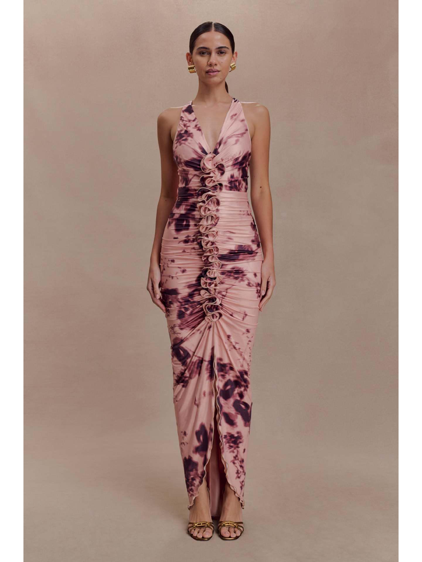 European & American Women s Slim Twist Knit Bodycon Dress - Elegant & Sexy Bestseller 2026 Medium цветочный