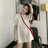 Korean Oversized Long T Shirt Dress Women Summer O Neck Short Sleeve Print Basic Milk Silk Casual Loose Tops 4 Colors