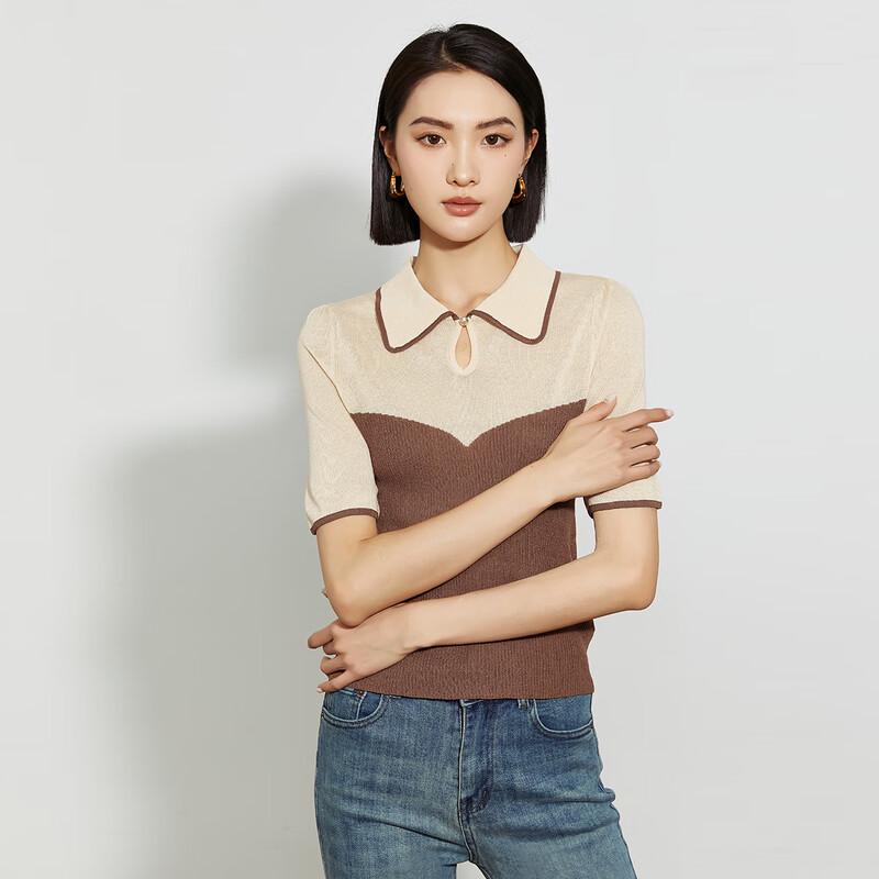 Shetu Women's Lapel Short Sleeve Knit Shirt 2213232