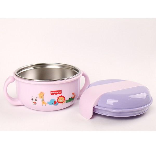 Fisher Price Stainless Steel Lid Two-hand Food Bowl, Pink, 1 Piece