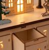 Light-Up Wooden Christmas Village Advent Calendar with 24 Fillable Drawers LED Tabletop Countdown Calendar Reusable Holiday Decor for Family Christma