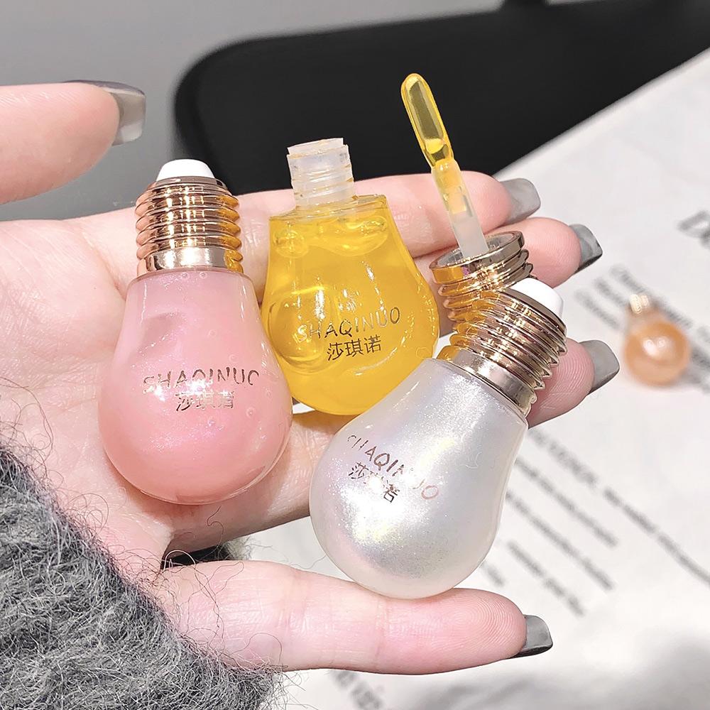 SHAQINUO Small Bulb Lip Honey Transparent Water Glass Lip Glaze Pearlescent Fine Flash Mirror Doe Lips Moisturizing