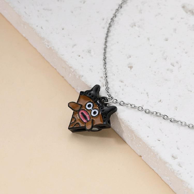 Cartoon Pizza Pendant Necklace for Women Girls, Magnetic Pendant Necklace