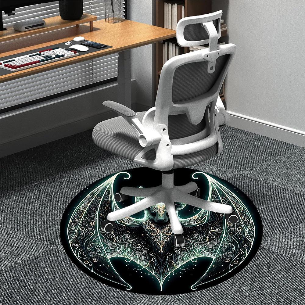 1 Stück Fledermausflügel Büro Runder Teppich, Matte Geeignet für Büro, Unter Bürostühlen Schlafzimmer Wohnzimmer Heimdekoration, Raumdeko