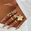 Bohemian Starfish Ring Set, Geometric Hollow Sun Flower Ring Ring for Women