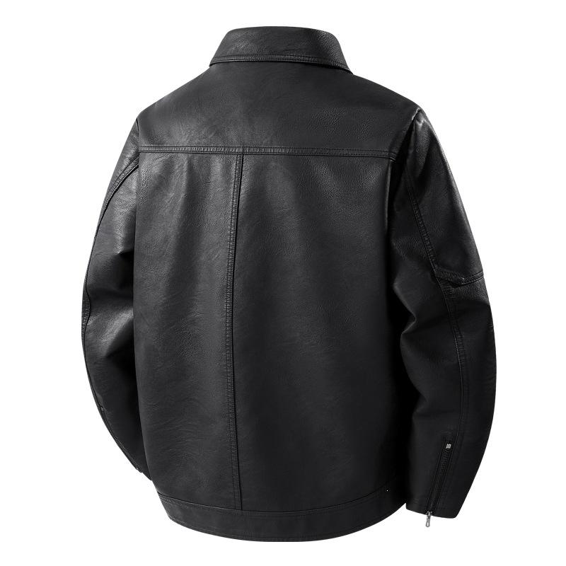 Men's Leather Jacket Large Size Leather Jacket Lapel Jacket Youth Trend Autumn and Winter New