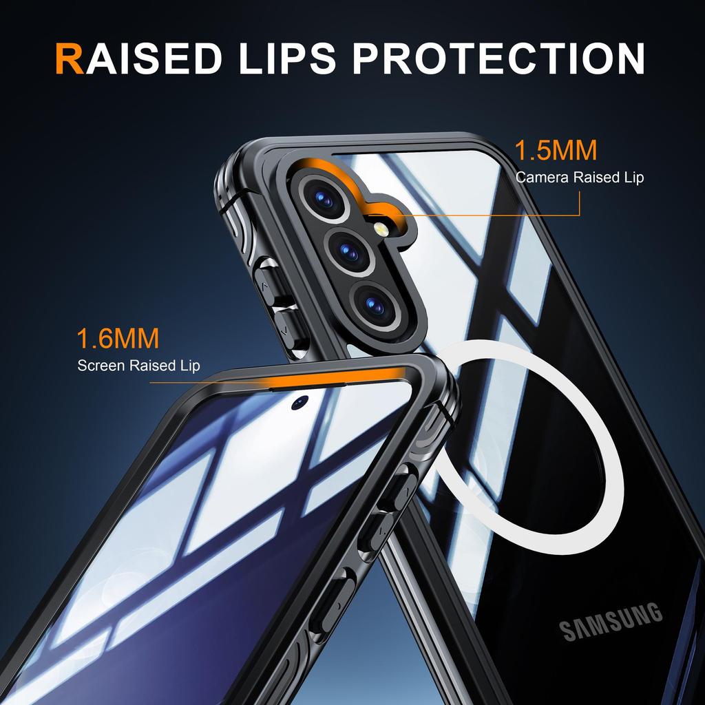 Samsung A36/A56-5G MagSafe-Compatible Tri-Proof Transparent Phone Case with Full Coverage and Fingerprint Unlock