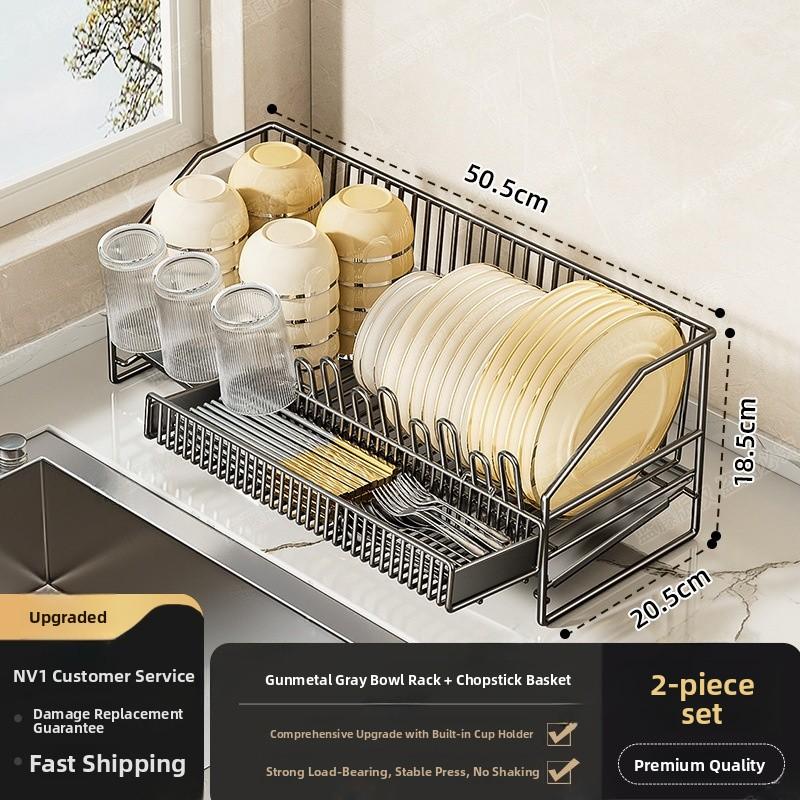 Kitchen Bowl Draining Ra Multi-Functional Countertop Sle Storage elf Utensils Di Plate Diwaer Organizer