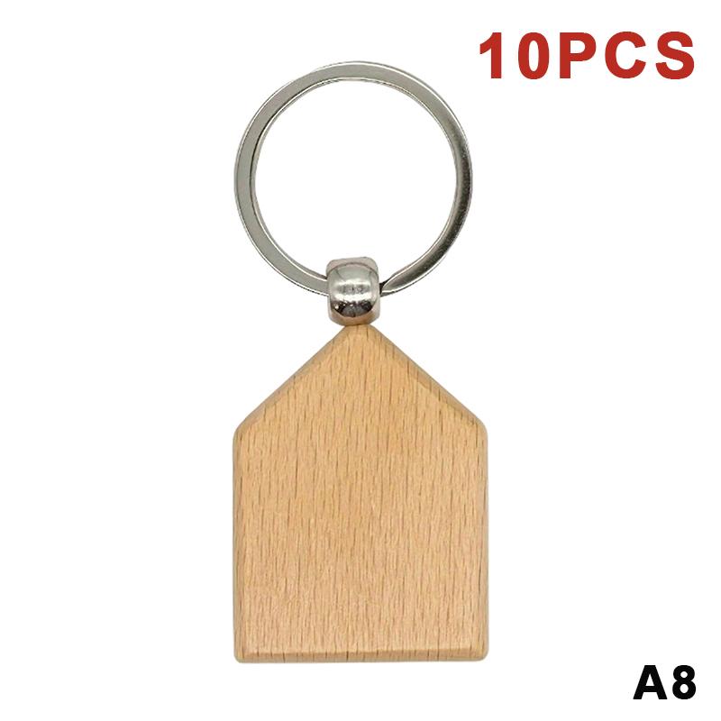 10/20/50Pcs Various Shape Blanks Wood Keychains Suitable For Laser Engraving Gift Diy Tag Laser Keychain Making Name Logo Gift