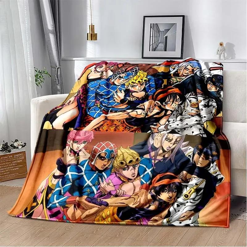 Anime JoJo Bizarre Adventure Flannel Blankets Print Child Adult Throws Blanket Sofa Travel Teen Student Blanket