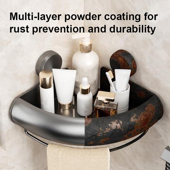 Shower Caddy No Drilling Space Aluminum Anti-Rust Storage Rack with Raised Rails Bathroom Corner Shelf