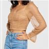 Foreign Trade Order Summer New Ins Comfortable Refreshing Stretch Mesh Delicate Horn Long sleeve Top Single Wear Chest Pad