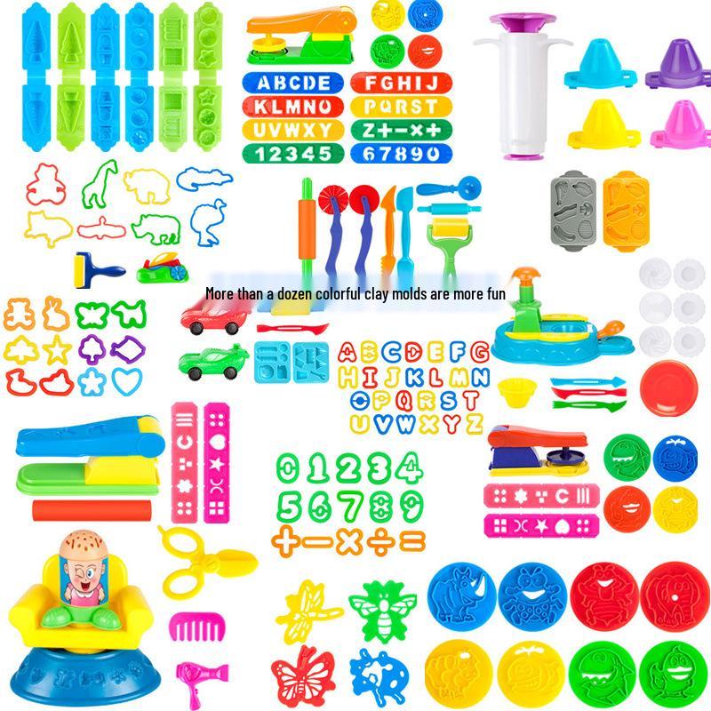 Children's DIY Color Clay Craft Kit: Includes Leather Clay, Glue Machine, Needle Cylinder, Noodle Maker, Dessert, Cake, and Bread Making Tools.