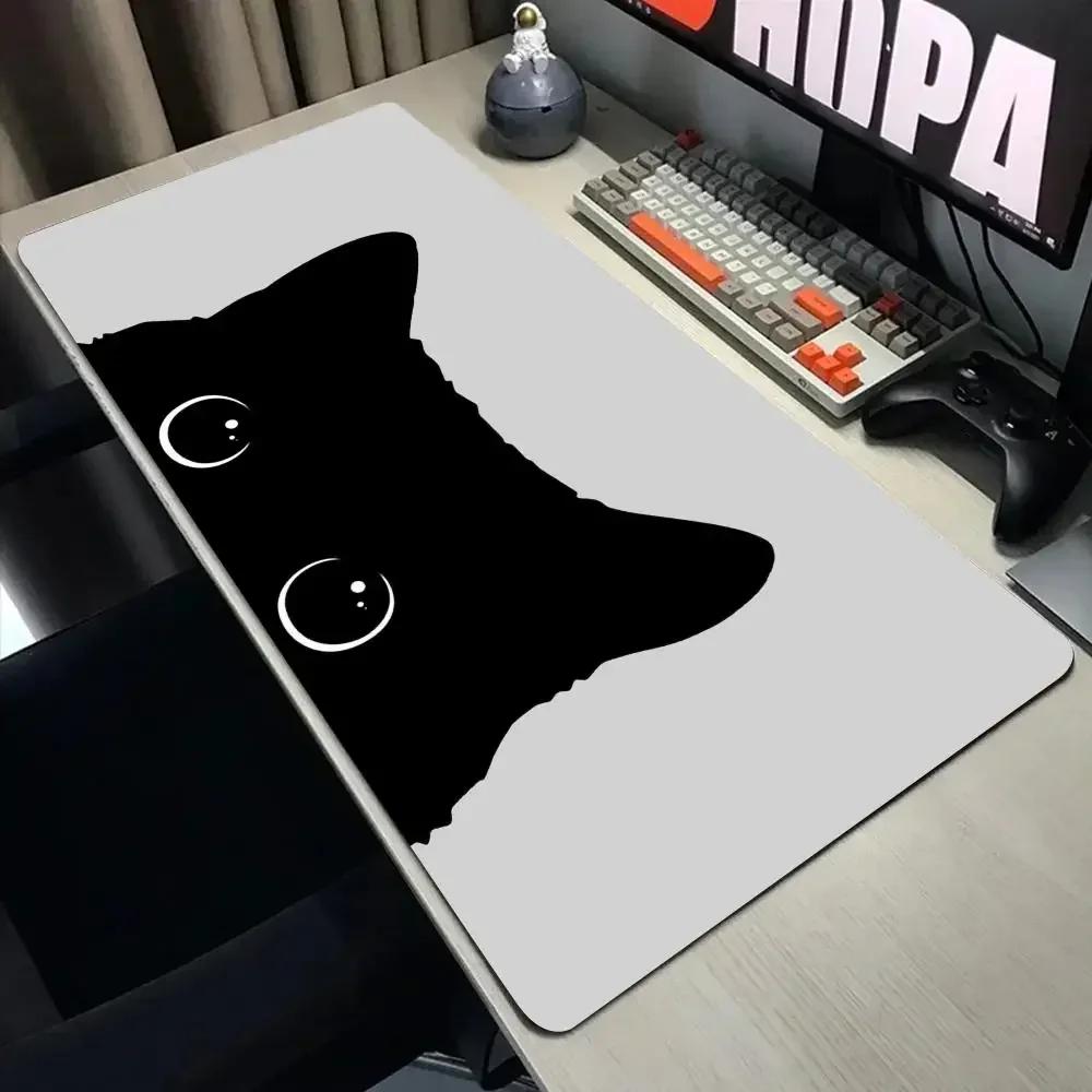 Funny black cat Mouse Pads Cute Cat Computer XXL Mausepad Company Desk Pad X Large Kawaii Cushion Office Accessories Rug