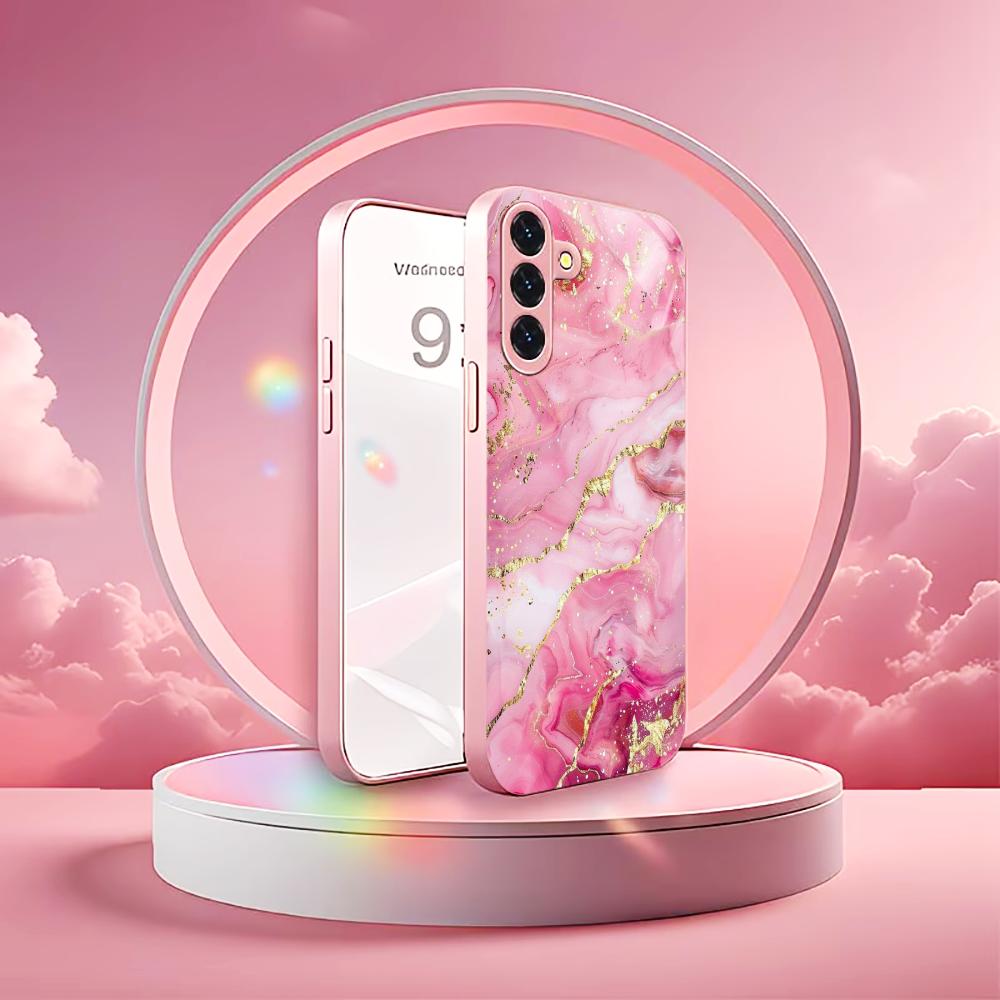 Pink gold texture Madam pink Glass PhoneCase for Samsung Galaxy S26 S25 S24 S23 S22 S21 FE Ultra Plus Dropresistant Female